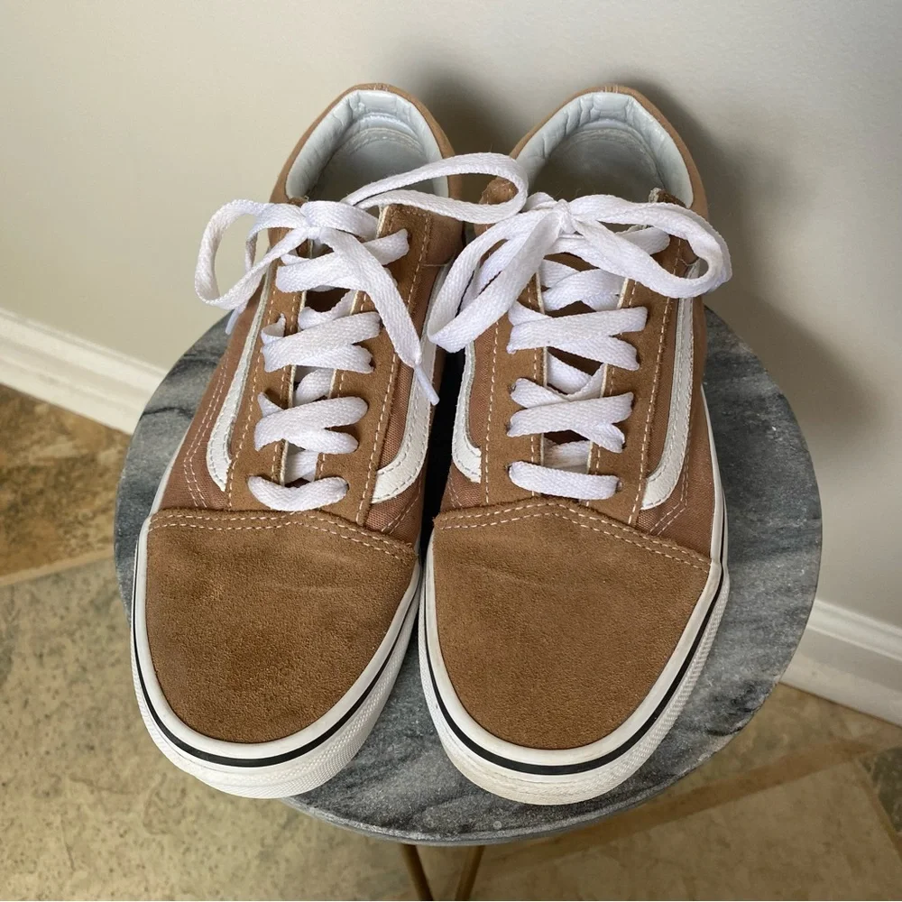 Vans Tan and White Women's Sneakers - Picture 3 of 3